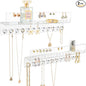 Acrylic Hanging Jewelry Organizer Wall Mounted Jewelry Holder with Floating Shelf, Necklace Holder Organizer and Stud Earring Organizer for Women Girls (2 Pack)