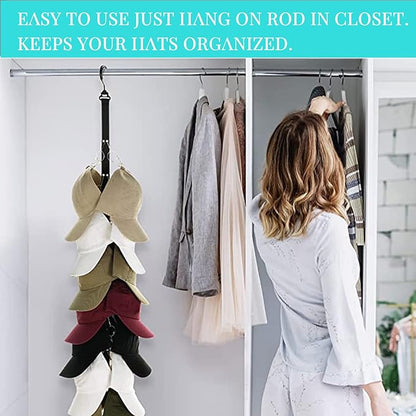 Baseball Cap Racks, Baseball Cap Organizer with 16 Clips, Hat Hangers for Closet, Over Door Hat Rack for Baseball Caps, Black (1 pack)