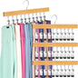 Legging Organizer for Closet, Pants Hangers with Clips Holds 20 Leggings, Jeans, Hats, Shorts, Socks, 360° Rotating Space Saving Hanging Clothes Organizer for Closet Organizers and Storage 4Pcs Wood