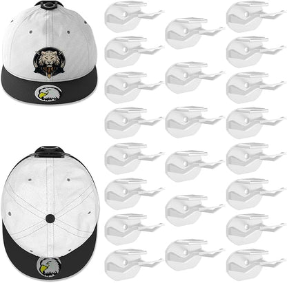 22 Pack Adhesive Hat Hooks for Wall, Super Strong Hat Rack for Baseball Caps, Hat Organizer Display for Home Decor, Hat Hangers Holder for Wall, Door, Closet, No Drilling - USA Patented (White)