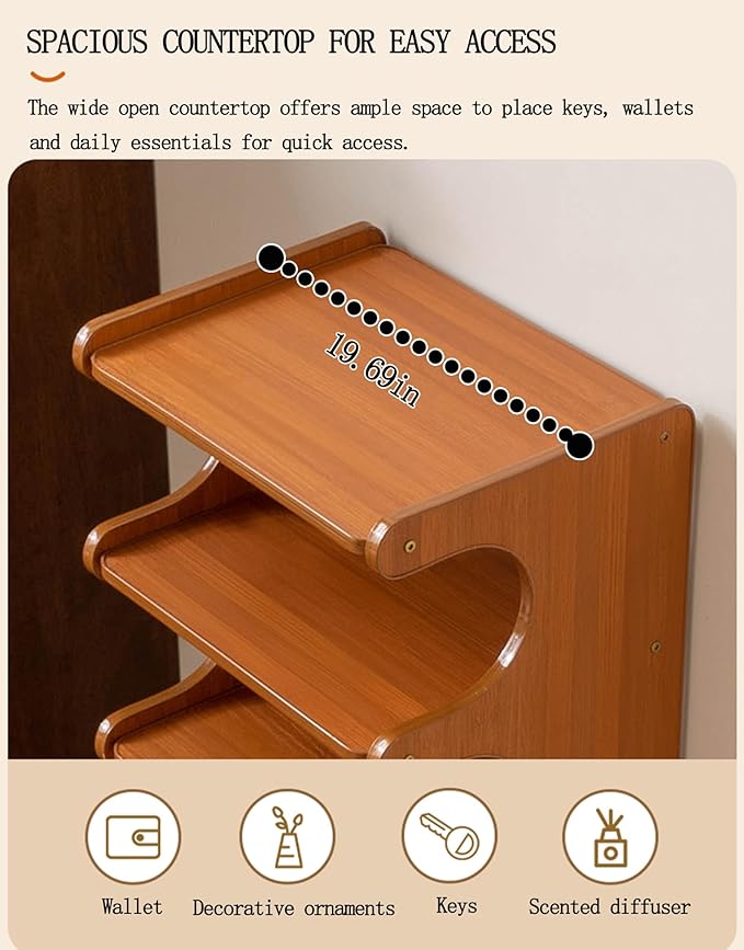 Narrow Vertical Shoe Rack - Slim Space Saving Free Standing Shoe Storage Organizer, for Entryway, Closet, Bedroom, Garage, Small Apartmen (Brown Wooden, 7layers 37.8" H)