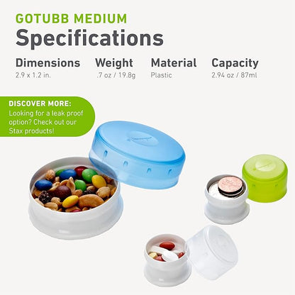 humangear GoTubb – Storage Containers for Snacks, Small Essentials and Travel Gear, Made from Food-Safe Materials, Clear/Orange/Red, Medium (3-pack)