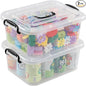 Quickquick 8 L Plastic Latching Box with Handle, Storage Latch Bins with Handles, Clear, 2 Packs