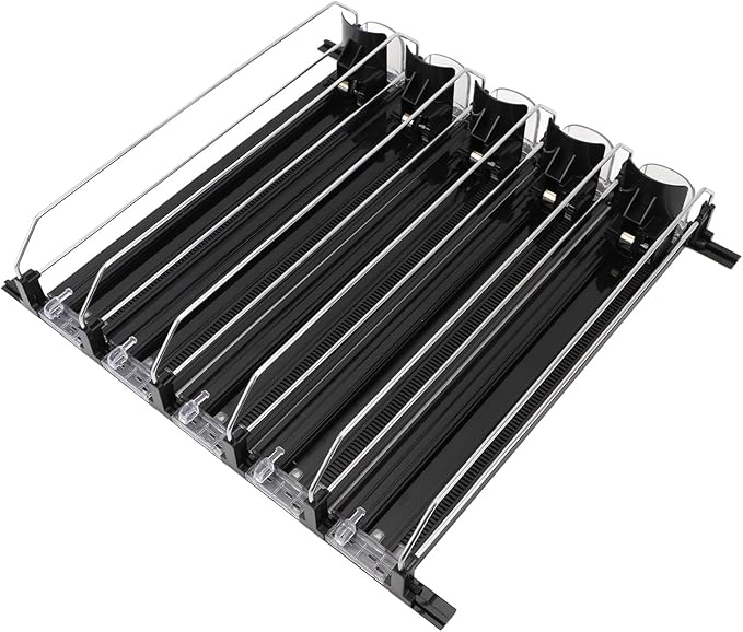 5pcs Fridge Drink Dispenser, Automatic Pusher Glide Self Pushing Soda Can Dispenser Water Bottle Drink Dispenser for Kitchen (Black)