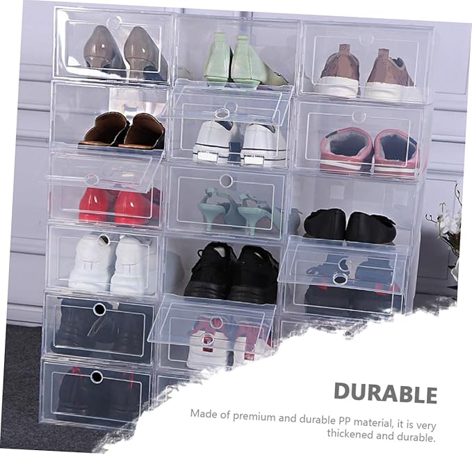 4pcs Shoe Storage Boxes Sturdy Pp Drawer Type Organizers for Home Stackable Design for Easy Access for Shoes Boots and Sneakers