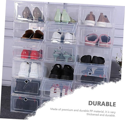4pcs Shoe Storage Boxes Sturdy Pp Drawer Type Organizers for Home Stackable Design for Easy Access for Shoes Boots and Sneakers