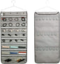 Zippered Jewelry Organizer Dual Sided Hanging with Hanger for Travel Home Closet Storage (28 Zippered Clear Pockets and 20 Tape Loops Grey)