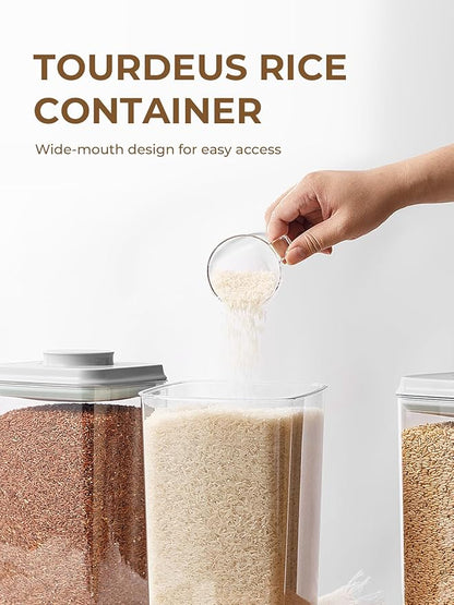 Cereal Containers Storage, 2 Pack Rice Holder, 4.22 Qt - 6 Lbs Food Storage Container Bin with Pop-up Lid for Rice Flour Sugar, Dry Food Holder for Kitchen Pantry Organization and Storage
