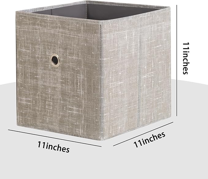 Foldable Storage Cubes Bins ,11 Inch Cloth Storage Cube Fabric Storage Box Cubes Organizer Baskets with Handles for Home Organizer Set of 6 (Cowboy Grey)