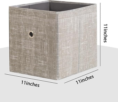 Foldable Storage Cubes Bins ,11 Inch Cloth Storage Cube Fabric Storage Box Cubes Organizer Baskets with Handles for Home Organizer Set of 6 (Cowboy Grey)
