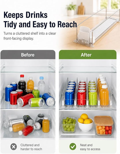 Self-Weight Sliding Shelf Beverage Organizer,Front-Facing Fridge Can Dispenser,Adjustable Rolling Tray for Retail Display(75x460 mm)
