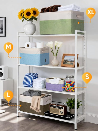 BALEINE 4 Pack Fabric Closet Storage Bins for Shelves, Linen Closet Organizers and Storage, Decorative Baskets for Organizing, Shelf, Clothes, Home, Office (Skyblue, 17''x13''x10.5'')