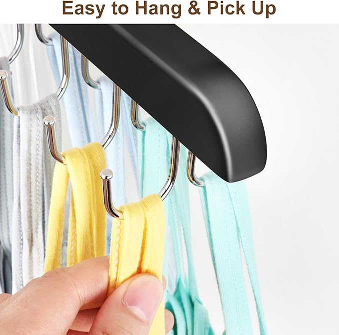 2 Pack Bra Hanger, Capacity Foldable Tank Top Hanger with 40 Hooks, Bra Hangers for Closet Organizer, Premium Wooden Space Saving Hangers Closet Organizers and Storage for Dorm & Apartment
