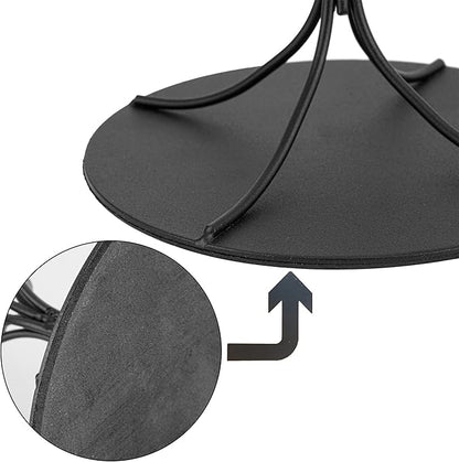 Black Hat Display Stand - Set of 2 Stylish Women Closet Hat Rack - Sturdy Metal Hat and Wig Holder - Stable Base, Matte Black Finish - Modern Free Standing Table Fedora or Baseball Cap Form