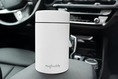 nugbuddy Smell Proof Container - Vacuum Insulated With Nested Glass Jar - UV Protection, Temperature Controlled Storage - Air Tight Stash Jar - Whiteboard Finish + Marker Included- 300 ml (3/4 Oz)