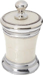 nu steel Fantasy Bathroom Vanity Countertop Storage Organizer Canister Jar for Cotton Swabs, Rounds, Balls, Makeup Sponges, Bath Salts - White Mop Finish