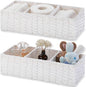 Vagusicc 3 Section Wicker Storage Basket, White Wicker Baskets for Storage, Toilet Tank Basket, Small Baskets for Organizing for Shelves, 2-Pack