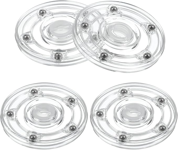 4 PCS Small Acrylic Plastic Lazy Susan Turntable Small Lazy Susan Bearing 4.7 Inch Plastic Cookie Turntable Bearings Hardware, Turntables Organizer for Kitchen Pantry Spice Rack Table Cake