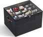 MIFXIN Shoes Organizer for Closet Fit 16 Pairs Large Shoe Box Storage Container Shoe Storage Bin with Clear Cover & Reinforced Handles, Space Saving Shoes Container (Black)