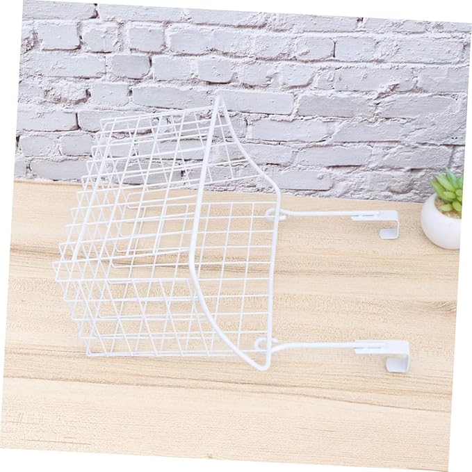 Cabilock White Over Cabinet Door Hanging Storage Basket Organizer Rack for Kitchen Bathroom Office Ventilated Hollow Design Easy Install Required Space Saving Cabinet Storage