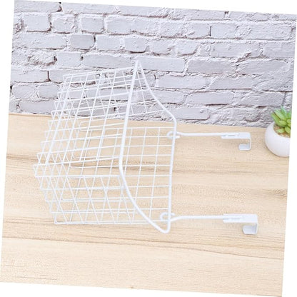 Cabilock White Over Cabinet Door Hanging Storage Basket Organizer Rack for Kitchen Bathroom Office Ventilated Hollow Design Easy Install Required Space Saving Cabinet Storage