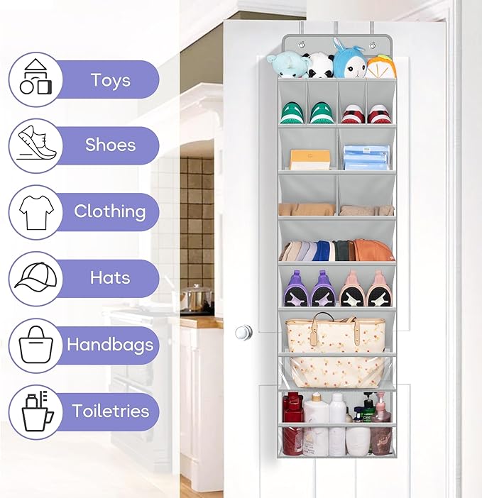 MISSLO Clear Over The Door Shoe Organizer Hanging Shoe Rack for Door Hanger Deep Pocket Sneaker Holder