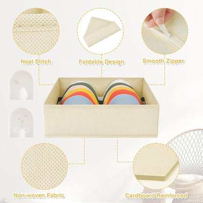 DIMJ Drawer Organizer Clothes 12 Pack - Foldable Baby Organizers and Storage & Dresser Organizer for Bedroom, Closet - Nursery Organization Dresser Dividers for underwear, Sock,Bra, Belt, Tie, Beige