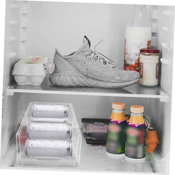 PRETYZOOM Stackable Soda Can Organizer Fridge Drink Rack Storage Bin Automatic Slide down Convenience Design Beverage Dispenser for Home Kitchen