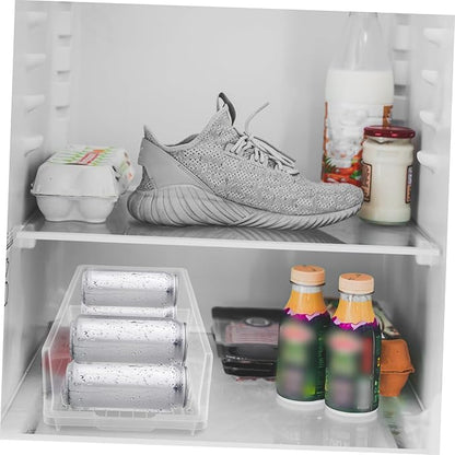 PRETYZOOM Stackable Soda Can Organizer Fridge Drink Rack Storage Bin Automatic Slide down Convenience Design Beverage Dispenser for Home Kitchen
