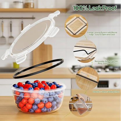 62 PCS Large Food Storage Containers with Lids Airtight (31 Lids & 31 Containers)- 85 OZ Reusable Plastic Leakproof Meal-Prep Container for Kitchen Storage Organization Microwave/Dishwasher Safe