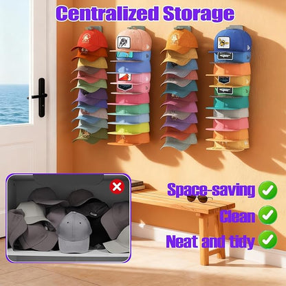 AXU 2 Pack Hat Organizer for Baseball Caps, Hat Rack for Wall (Grey)