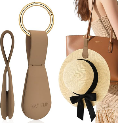 Fikoksol Magnetic Hat Clip 1-Pack - The Brown Hat Clip for Travel on Bag, Magnetic Hat Clips for Bag, and Secure Hat Holder for Travel on Caps & Beach Hats, Vacation Essentials