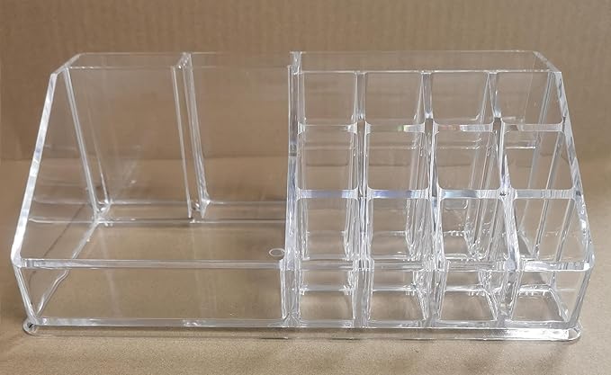 Series Model HZ-05 Acrylic Makeup Organizer, Clear Cosmetic Storage Display, Multi-Compartment Holder for Lipstick, Nail Polish, Brushes
