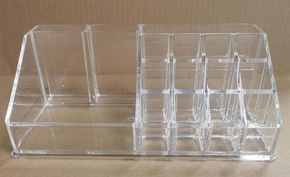 Series Model HZ-05 Acrylic Makeup Organizer, Clear Cosmetic Storage Display, Multi-Compartment Holder for Lipstick, Nail Polish, Brushes