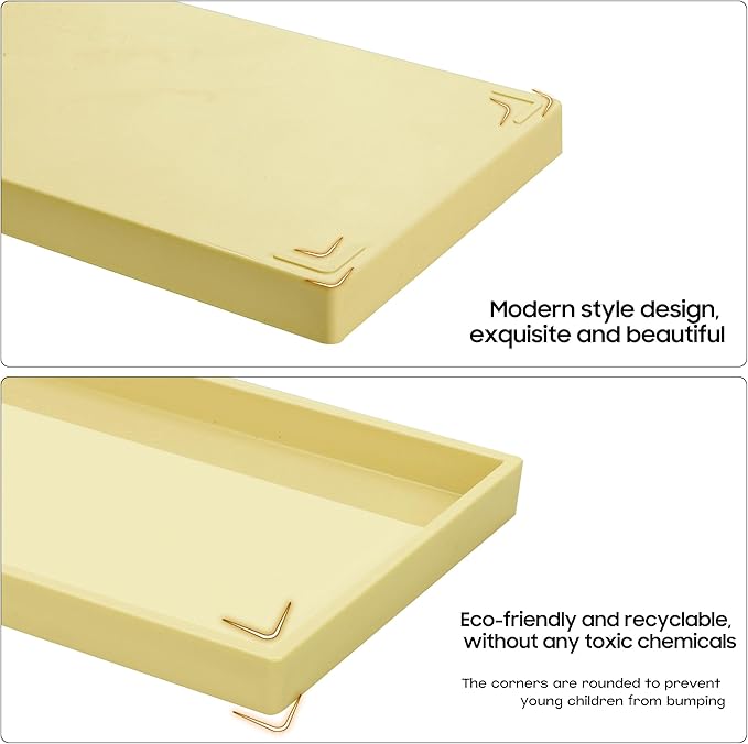 Vanity and Bathroom Tray, 11.8" ABS Countertop Organizer,Waterproof Vanity Tray for Toilet Tank,Perfume,Soap,Keys,Bathroom Accessories,Kitchen and Bath Trays,Non Slip Small Trays,Gold