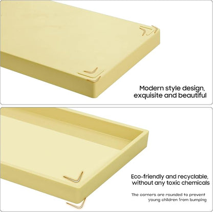 Vanity and Bathroom Tray, 11.8" ABS Countertop Organizer,Waterproof Vanity Tray for Toilet Tank,Perfume,Soap,Keys,Bathroom Accessories,Kitchen and Bath Trays,Non Slip Small Trays,Gold