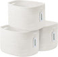 ECDYQXVU Cotton Rope Storage Basket, 15x10x9 Inches, Woven Basket for Shelves, Clothes, Towels, Books, and Laundry, White (3 Pack)