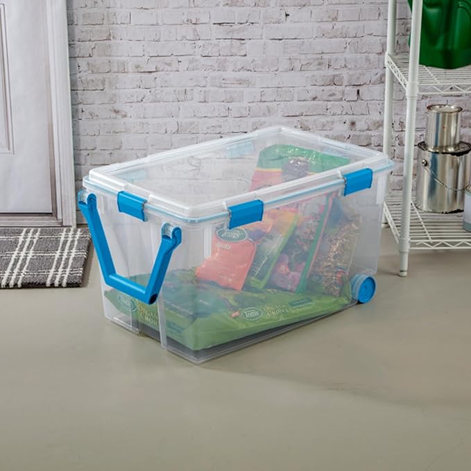 STERILITE 120 QT. Plastic Storage Container with Gasket Latch LID in Clear, 12-Pack