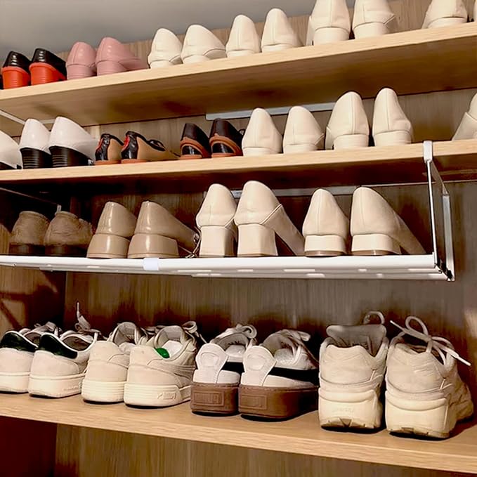 2 Pcs Expandable Shoe Rack Organizer for Closet,Adjustable Hanging Shoe Rack & Under Cabinet Shelf Under Shelf Storage for Shoes or Clothing Storage and Organization Save Space