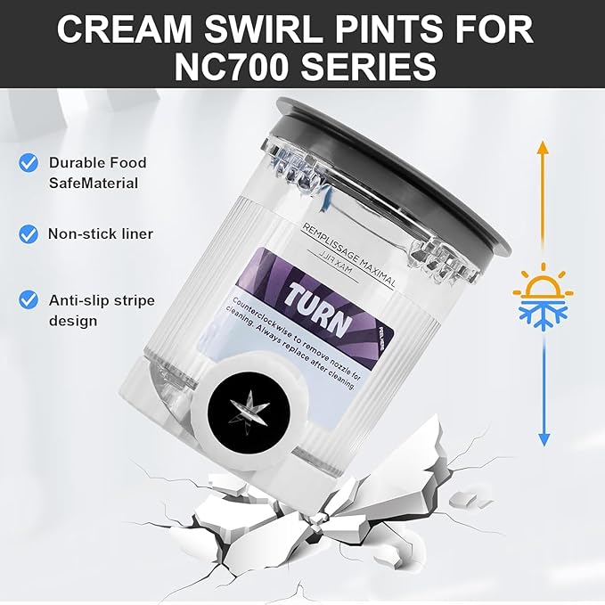 4 Pack Creami Swirl Pints and Lids for Ninja NC700 NC701 Series Accessory,16oz Creami Pint with Ice Cream Makers Compatible for Ninja Swirl Ice Cream & Soft Serve Makers BPA Free & Dishwasher Safe