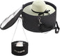 LITLANDSTAR Organizer for Women and Men, Round Storage Box Portable Felt Container Foldable Hat Holder With Dust Proof Lid, Rack for Closet or Travel (17" D x 10" H, Black)