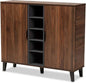 Baxton Studio Two-Tone Walnut Brown and Grey Finished Wood 2-Door Shoe Cabinet
