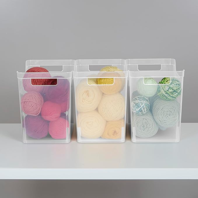 Sterilite Medium Shelf Bin with Handles, Plastic Storage Container for Organizing Shelving, Closet, Pantry, and Countertops, Clear, 6-Pack