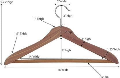 Household Essentials CedarFresh Deluxe Cedar Coat Hanger with Fixed Bar, Red,natural