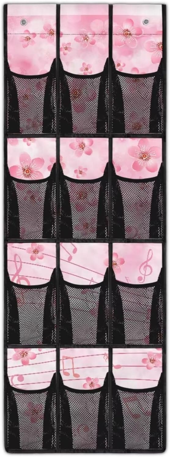Cherry Blossom Over The Door Shoes Organizers,Behind Door Shoes Hang Holder Rack,Storage for Small Spaces,Hanging Storage Bags