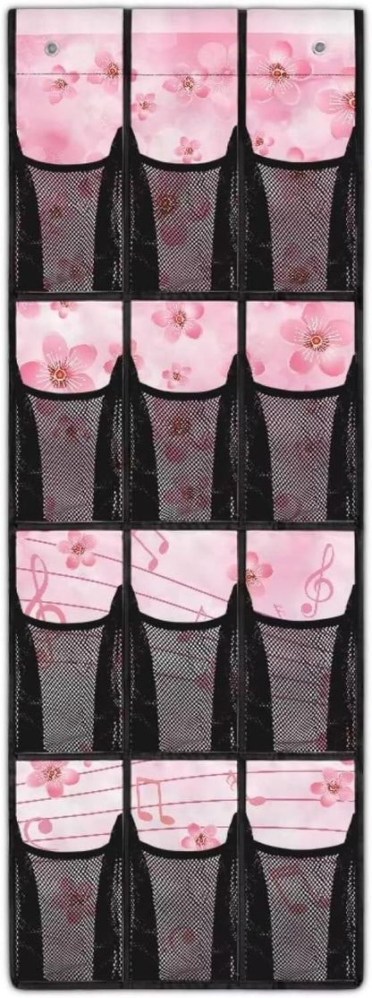 Cherry Blossom Over The Door Shoes Organizers,Behind Door Shoes Hang Holder Rack,Storage for Small Spaces,Hanging Storage Bags