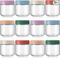 12 Pack Overnight Oats Containers with Lids, Wide Mouth Jars, Glass Food Storage Containers with Airtight Lids, CRYSTAL Storage Canister for Cereal Salad Spice Sugar (Bright Color,12oz)