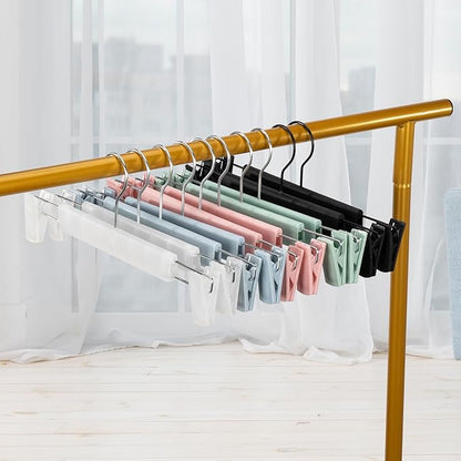 Skirt Hangers，Pants Hangers with Clips，360 ° Swivel Hooks Space Saving Hangers for Pants, Skirts, Clothes, Jeans (20Pack, Light Green)