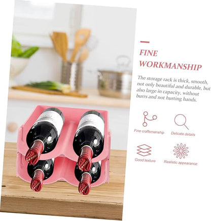 MERRYHAPY 4pcs Stackable Can Holder Drink Organizer for Refrigerator Stylish Storage Rack for Cans and Bottles Space-Saving Design Pink for Home and Pantry Use