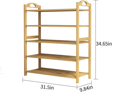UDEAR Bamboo Shoe Rack 5-Tier Shoe Storage Organizer Entryway Shoe Shelf
